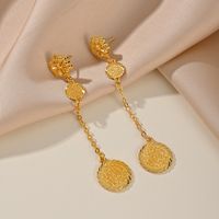 1 Pair Simple Style Classic Style Coin Plating Copper 18K Gold Plated Drop Earrings main image 8