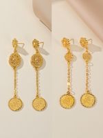 1 Pair Simple Style Classic Style Coin Plating Copper 18K Gold Plated Drop Earrings main image 10