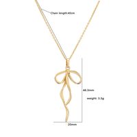 Copper Casual Elegant Simple Style Inlay Bow Knot Artificial Pearls Zircon Pendant Necklace main image 2