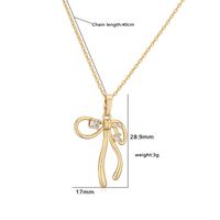 Copper Casual Elegant Simple Style Inlay Bow Knot Artificial Pearls Zircon Pendant Necklace main image 4