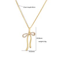 Copper Casual Elegant Simple Style Inlay Bow Knot Artificial Pearls Zircon Pendant Necklace main image 5