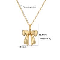 Copper Casual Elegant Simple Style Inlay Bow Knot Artificial Pearls Zircon Pendant Necklace main image 6