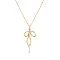Copper Casual Elegant Simple Style Inlay Bow Knot Artificial Pearls Zircon Pendant Necklace main image 7