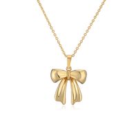 Copper Casual Elegant Simple Style Inlay Bow Knot Artificial Pearls Zircon Pendant Necklace main image 10