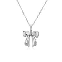 Copper Casual Elegant Simple Style Inlay Bow Knot Artificial Pearls Zircon Pendant Necklace sku image 2