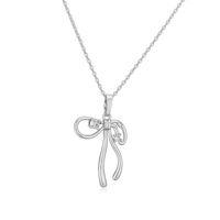 Copper Casual Elegant Simple Style Inlay Bow Knot Artificial Pearls Zircon Pendant Necklace sku image 4