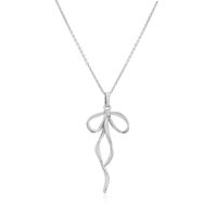 Copper Casual Elegant Simple Style Inlay Bow Knot Artificial Pearls Zircon Pendant Necklace sku image 6