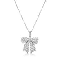 Kupfer Lässig Elegant Einfacher Stil Inlay Bogenknoten Künstliche Perlen Zirkon Halskette Mit Anhänger sku image 10