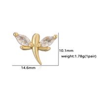 1 Pair Elegant Lady Modern Style Heart Shape Dragonfly Butterfly Plating Inlay Copper Copper Zircon Ear Studs main image 2