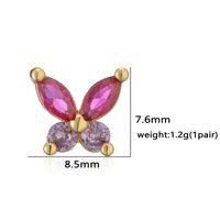 1 Pair Elegant Lady Modern Style Heart Shape Dragonfly Butterfly Plating Inlay Copper Copper Zircon Ear Studs main image 5
