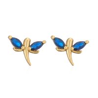 1 Pair Elegant Lady Modern Style Heart Shape Dragonfly Butterfly Plating Inlay Copper Copper Zircon Ear Studs sku image 3