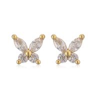 1 Pair Elegant Lady Modern Style Heart Shape Dragonfly Butterfly Plating Inlay Copper Copper Zircon Ear Studs sku image 7