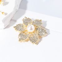 Style IG Sucré Fleur Alliage Incruster Strass Perle Femmes Broches main image 1
