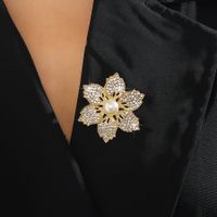 Estilo IG Dulce Flor Aleación Embutido Diamantes De Imitación Perla Mujeres Broches main image 4