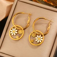 1 Pair Simple Style Classic Style Animal Flower Butterfly Plating Carving 304 Stainless Steel 18K Gold Plated Drop Earrings main image 2