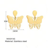 1 Pair Simple Style Classic Style Animal Flower Butterfly Plating Carving 304 Stainless Steel 18K Gold Plated Drop Earrings main image 8