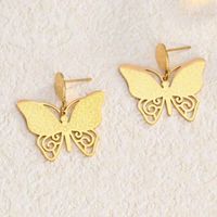 1 Pair Simple Style Classic Style Animal Flower Butterfly Plating Carving 304 Stainless Steel 18K Gold Plated Drop Earrings main image 6
