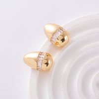 1 Pair Simple Style Classic Style Solid Color Plating Inlay Copper Zircon 18K Gold Plated Ear Studs main image 3