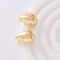 1 Pair Simple Style Classic Style Solid Color Plating Inlay Copper Zircon 18K Gold Plated Ear Studs main image 5