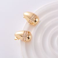 1 Pair Simple Style Classic Style Solid Color Plating Inlay Copper Zircon 18K Gold Plated Ear Studs main image 4