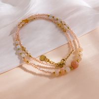 304 Stainless Steel Natural Stone Freshwater Pearl 18K Gold Plated Elegant Simple Style Beaded Round Natural Stone Crystal Pearl Necklace main image 3