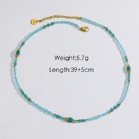 304 Stainless Steel Natural Stone Freshwater Pearl 18K Gold Plated Elegant Simple Style Beaded Round Natural Stone Crystal Pearl Necklace sku image 1