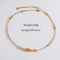 304 Stainless Steel Natural Stone Freshwater Pearl 18K Gold Plated Elegant Simple Style Beaded Round Natural Stone Crystal Pearl Necklace sku image 3