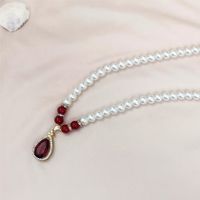 Wholesale Jewelry Classical Romantic Water Droplets Alloy Rhinestones Beaded Inlay Pendant Necklace main image 5