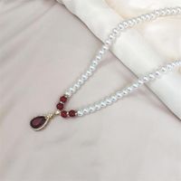 Wholesale Jewelry Classical Romantic Water Droplets Alloy Rhinestones Beaded Inlay Pendant Necklace sku image 1