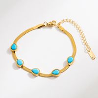 Wholesale Jewelry Vacation Classic Style Round Turquoise Resin Turquoise Resin 18K Gold Plated Plating Inlay Bracelets sku image 2