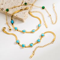 Wholesale Jewelry Vacation Classic Style Round Turquoise Resin Turquoise Resin 18K Gold Plated Plating Inlay Bracelets main image 1