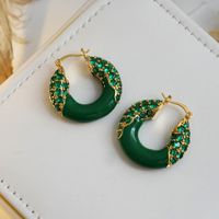 1 Pair Classical Ethnic Style Round Square Plating Inlay Alloy Zircon Gold Plated Ear Studs sku image 12