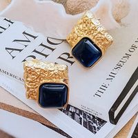 1 Pair Simple Style Classic Style Square Plating Inlay Alloy Zircon Gold Plated Ear Studs main image 4