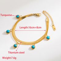 Vacances Style Classique Rond Œil Acier Inoxydable 316 Plaqué Or 14K Turquoise Bracelets En Masse main image 2