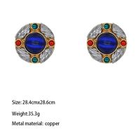 1 Pair Classical Ethnic Style Round Square Plating Inlay Alloy Zircon Gold Plated Ear Studs main image 5