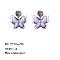1 Pair Vacation Romantic Classic Style Butterfly Plating Inlay Carving Metal Copper Brass Resin Gold Plated Drop Earrings main image 2