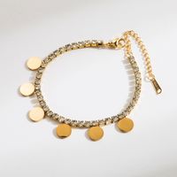 Casual Vacation Classic Style Round Palm 316 Stainless Steel  14K Gold Plated Rhinestones Bracelets In Bulk main image 5