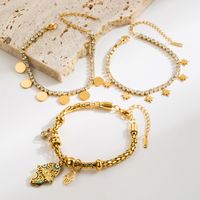 Casual Vacation Classic Style Round Palm 316 Stainless Steel  14K Gold Plated Rhinestones Bracelets In Bulk main image 1