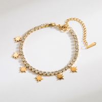 Casual Vacation Classic Style Round Palm 316 Stainless Steel  14K Gold Plated Rhinestones Bracelets In Bulk sku image 3