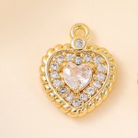 1 Piece Copper Zircon 18K Gold Plated White Gold Plated Heart Shape Polished Pendant sku image 1