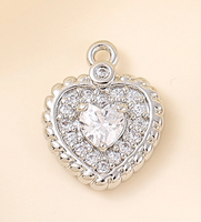1 Piece Copper Zircon 18K Gold Plated White Gold Plated Heart Shape Polished Pendant sku image 2