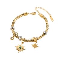 Casual Vacation Round Star 316 Stainless Steel  18K Gold Plated Rhinestones Bracelets In Bulk sku image 4
