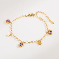 Casual Vacation Classic Style Water Droplets Heart Shape Butterfly 316 Stainless Steel  Rhinestone 18K Gold Plated Rhinestones Bracelets In Bulk sku image 3