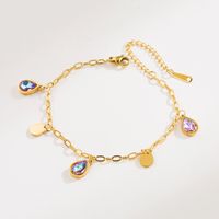 Casual Vacation Classic Style Water Droplets Heart Shape Butterfly 316 Stainless Steel  Rhinestone 18K Gold Plated Rhinestones Bracelets In Bulk sku image 2