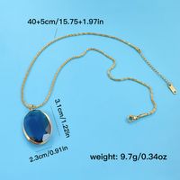 304 Stainless Steel Copper 18K Gold Plated Shiny Plating Inlay Oval Glass Pendant Necklace main image 2