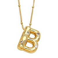 Copper 18K Gold Plated Modern Style Simple Style Plating Inlay Letter Zircon Pendant Necklace main image 6