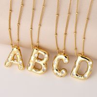 Copper 18K Gold Plated Modern Style Simple Style Plating Inlay Letter Zircon Pendant Necklace main image 1