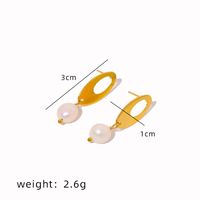 1 Pair IG Style Simple Style Geometric Pearl Hollow Out Titanium Steel 18K Gold Plated Drop Earrings sku image 1