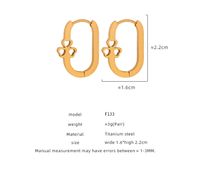1 Pair Casual Elegant Simple Style Four Leaf Clover Electrocardiogram Heart Shape Plating Hollow Out Titanium Steel 18K Gold Plated Earrings main image 10