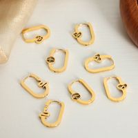 1 Pair Casual Elegant Simple Style Four Leaf Clover Electrocardiogram Heart Shape Plating Hollow Out Titanium Steel 18K Gold Plated Earrings main image 7